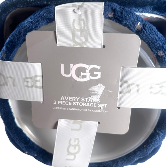 UGG Avery 2 Piece Storage Set Blue/Silver Plush Bins - Picture 4 of 4